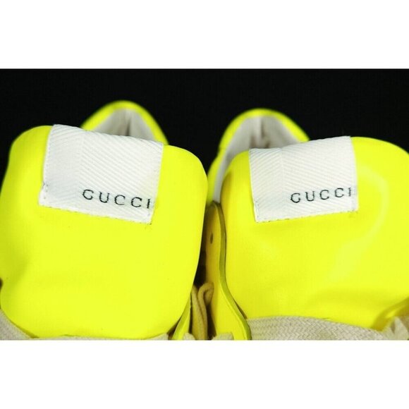 Gucci Rhyton Leather Sneaker US 12.5 46 Mens Fluorescent Neon Yellow - Picture 4 of 14